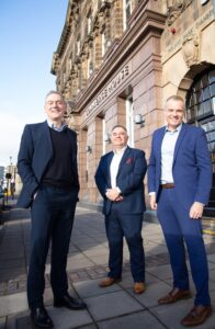 Andy Preston, mayor of Middlesbrough with Neil Henry and Paul Smith, directors at HLA Services.